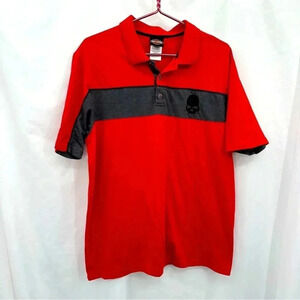Fanatics Mens Promotional Harley Davidson Shirt XL Red Gray Button Short Sleeved